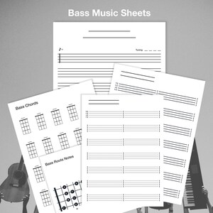 Printable Bass blank music sheet tabs chords chart | Etsy