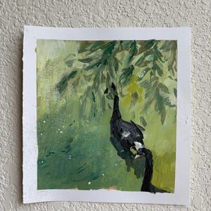 Grün Schwan Original Gemälde