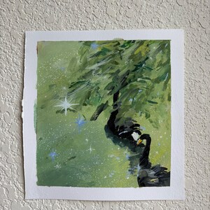 Grün Schwan Original Gemälde