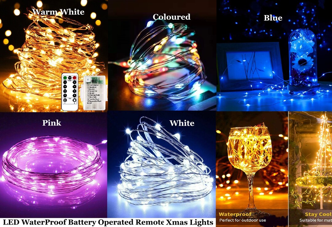 Christmas Fairy Lights Battery Powered Remote Operated LED Copper Wire