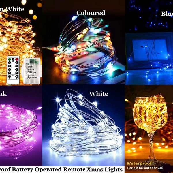 Christmas Fairy Lights Battery Powered Remote Operated LED Copper Wire String Light 5M 10M Wall Lights Coloured Birthday Party Lights