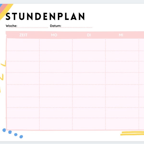 Stundenplan Kinder als Geschenk zur Einschulung print