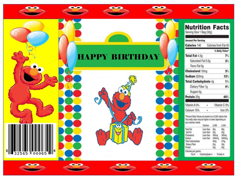 Elmo Chip Bag Labels for Parties and Treat Tables - Etsy