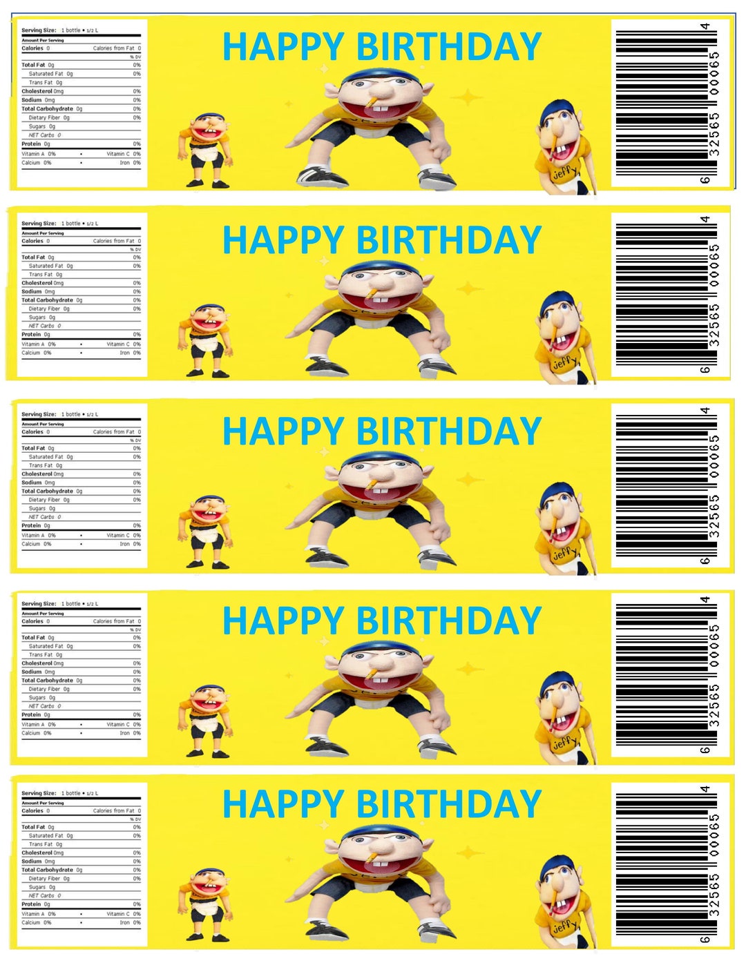 Jeffy Puppet Water Bottle Label Party Supplies Party Etsy