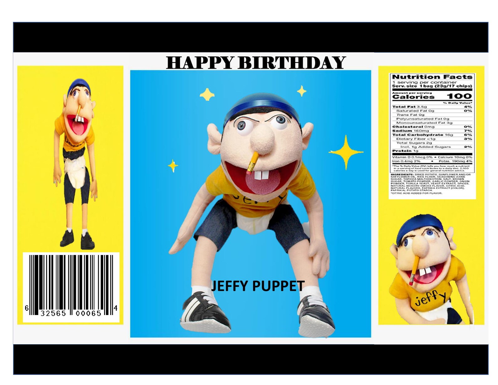 Jeffy Puppet Chip Bag Label Party Supplies Party Decorations Etsy
