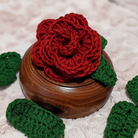 Handcrafted Crocheted Long Stem Rose | Etsy