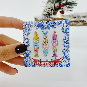 Colorful Sardines Magnet / Ceramic Magnet / Souvenir From Portugal / Portugal Save The Date / Portugal Gifts / Travel Gift / Funny Gift