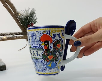 Large Portugal Mug / Travel Mug / Gift Mug / Coffee Cup / Espresso Cup / Ceramic Mug / Pottery Mugs / Funny Coffee Mugs / Vintage Mug