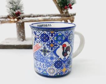 Portugal Mug / Tiles Sardines Rooster Of Portugal / Coffee Mug / Latte Mug / Vintage Mug / Ceramic Mug / Portugal Save The Date / Gift Mug