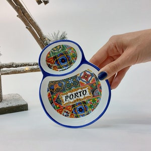 Porto Portugal Olive Platte / Keramikplatte / Servierplatte / Vintage Teller / Vorspeisenplatte / Geschenk aus Portugal / Reisegeschenk
