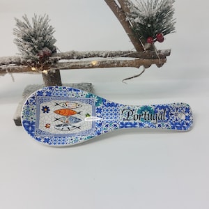 Pied de cuillère de cuisine Portugal / Repose-cuillère en céramique / Repose-ustensiles / Ustensiles de cuisine / Souvenir Portugal / Cadeaux Portugal / Décoration portugaise