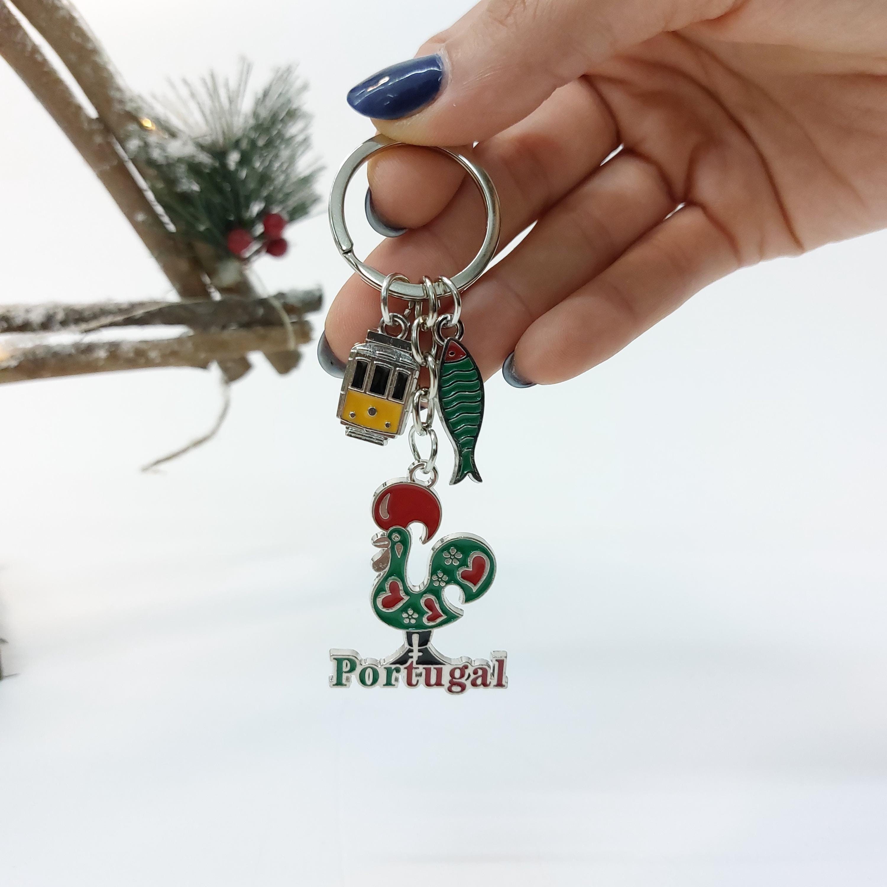 Porte-clés Portugal En Métal - Effet 3D Brillant - Avec Autocollant - Dimensions 33 Mm - Cadeau Personnalisé