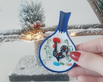 Ceramic Rooster Guitar Magnet / Portuguese Guitar / Portuguese Rooster / Portugal Save The Date / Travel Gift / Gift From Portugal