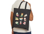 Cute Cats Playing with Yarn Cotton Canvas Tote Bag, Yarn Tote, Knitting Bag Crochet Bag, Craft Tote, Project Bag, Shopping Bag, Knitter Gift