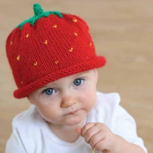 Baby Pumpkin Hat, Strawberry Hat, Green Apple Hat, Beanie PDF Knitting Pattern, Instant Download, English Only