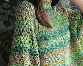 NORO - Raglan Sleeve Top, Sweater, Pullover, Jumper, PDF Knitting Pattern