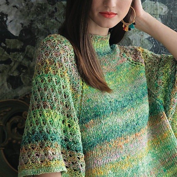 NORO - Raglan Sleeve Top, Sweater, Pullover, Jumper, PDF Knitting Pattern