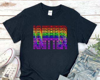 Rainbow Knitter Shirt, Yarn T-Shirt, Shirt for Knitter, Gift for Knitting Lover, Gift for Knitter, Gift for Mom, Unisex Heavy Cotton Tee