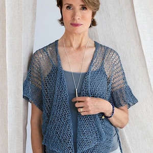 NORO - Rochella Cardigan Sweater PDF Knitting Pattern, Intermediate, English, German, Spanish (Castilian), French, Italian, and Dutch