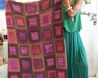 NORO - Square in a Square Blanket, Afghan, Throw, PDF Knitting Pattern