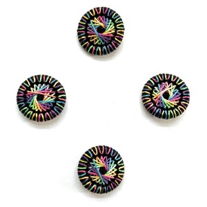 Thread Buttons, 4-Pack, 3/4” each, Shirtlace, Zwirnknopfe Buttons for Sewing, Knitting, Crochet, Crafts (Rainbow2)