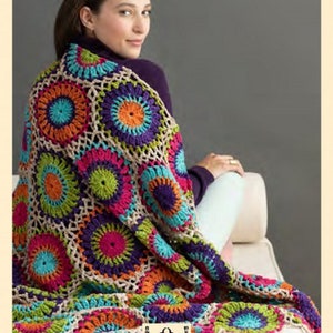 NORO - Koko Afghan, Blanket, Throw PDF Crochet Pattern, Intermediate, English, German, Spanish (Castilian), and French