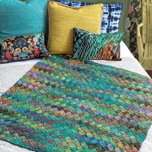 NORO - Entrelac Crayon Box Blanket, Throw PDF Knitting Pattern