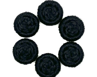 Dorset Yarn Buttons, 6-Pack, 5/8” Acrylic Buttons for Sewing, Knitting, Crochet, Crafts (Black Rosette)