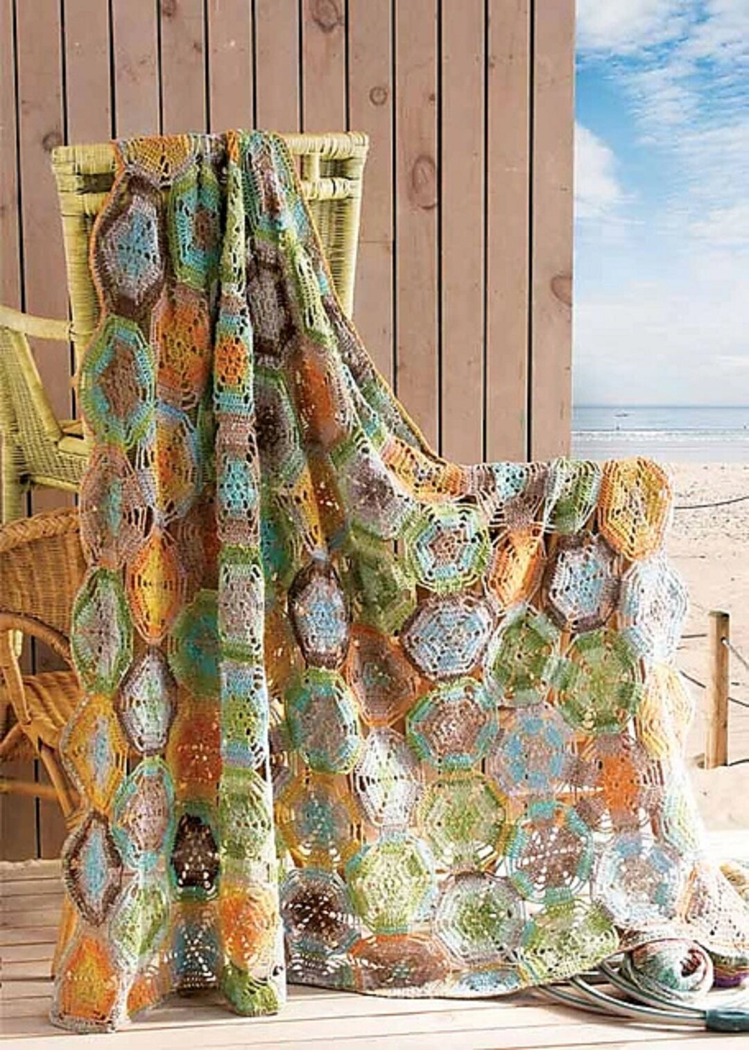 NORO Circles Afghan 07, Blanket, Throw PDF Crochet Pattern, Instant