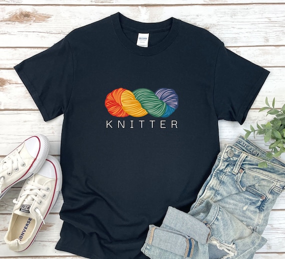Rainbow Yarn Knitter Shirt, Yarn Lover T-Shirt, Shirt for Knitter, Gift for Mom, Loves Yarn, Loves Knitting, Gift for Wife, Knitter Pride