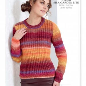 NORO - Sweater NSL018 PDF Knitting Pattern, Pullover, Jumper, Intermediate, Noro Silk Garden Lite Yarn, English Language Only