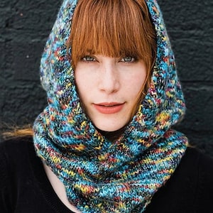 Crater Lake Hooded Cowl PDF Knitting Pattern