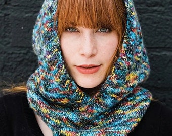 Crater Lake Hooded Cowl PDF Knitting Pattern