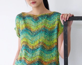 NORO - Myrtlar Top #28 PDF Knitting Pattern, Intermediate, English, German, Spanish Spanish Castilian, French, Italian, and Dutch Flemish