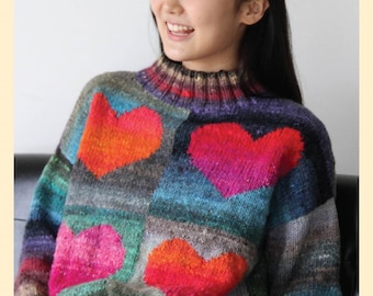 NORO - Heart Sweater PDF Knitting Pattern, Kureyon