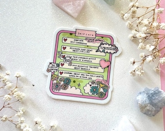 Self Care Guide Sticker – Mental Health Reminder, Positive Affirmations, Waterproof Vinyl Sticker, Self Care Gift, Motivational Decal