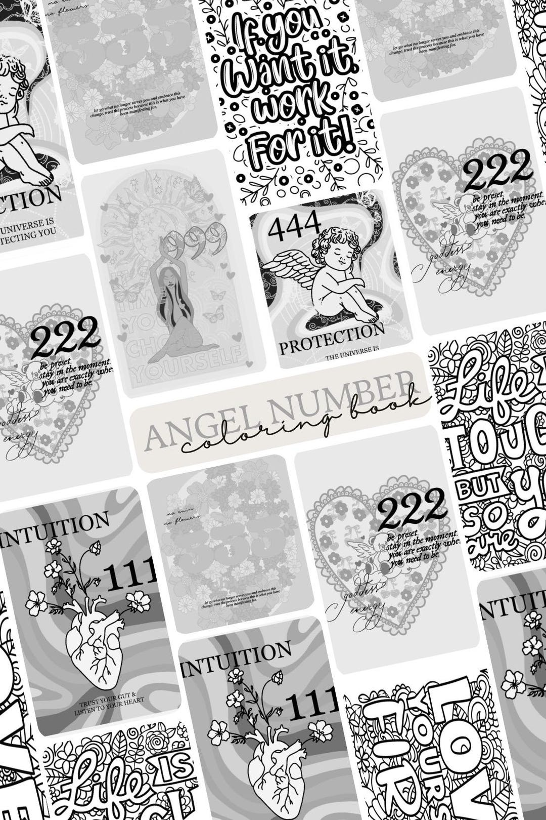 Angel Numbers Coloring Book | Positive Affirmation Floral Pages ...