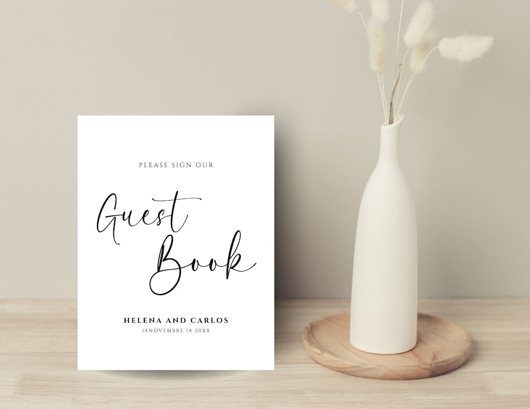 Elegant Guest Book Sign Template, Modern Guest Book Sign, Editable Sign ...