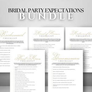 Bridal Party Duties Checklist, Printable Bridesmaid to-do list, Groomsman Roles Task List, Wedding Planning and Organization Tool Golden