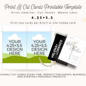 4.25×5.5 Portrait Invitation Card Printing Template, Greeting & Invitation Card Cut Guide, Digital 8.5x11 Printable Layout,Cutting Guideline