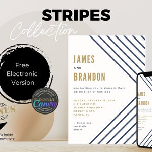 Minimalist Template Wedding Card, Elegant Invitation Design with photo, Modern Digital Formal Invite simple no picture, Canva Download