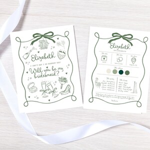 Whimsical Hand Drawn Bridesmaid Proposal Card Template, Coquette Handwritten Font, Floral Design Canva Editable, Instant Download,