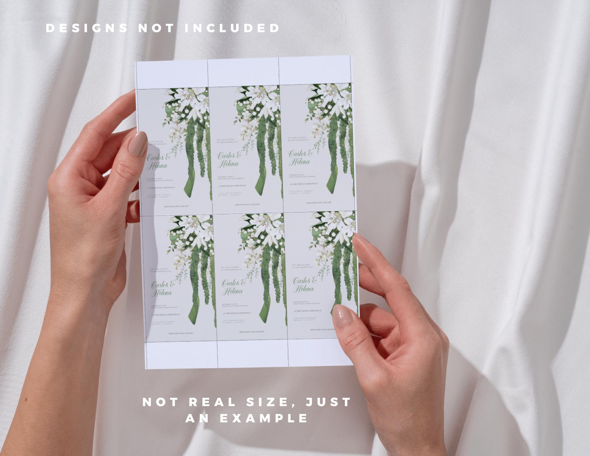Inivation Layout Guide 2.5x4.5 In. Portrait Invitation Card Printing Template, Printing Cut ...