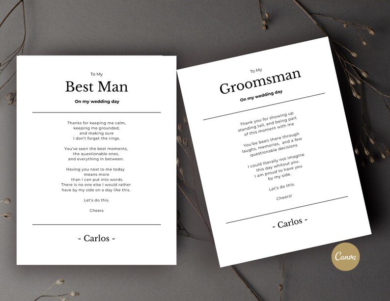 Groomsmen Thank You Letter Printable Best Man Wedding Thank You Card Groomsmen Thank You Letter Printable Best Man Wedding Thank You Card