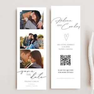 Save the Date Photo Booth Strip, Save the Date Photo Strip, Save the Date QR Code, Minimalist Save the Date Template,