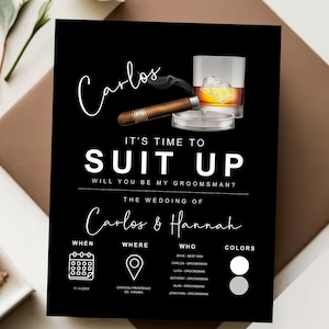 Suit Up Card for Groomsmen Template for Best Man Gift for Groomsman Proposal Printable Template For Groomsmen Modern be my Groomsman GPP