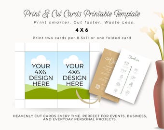 4x6 Portrait Invitation Card Printing Template, Greeting & Invitation Card Cut Guide, Digital 8.5x11 Printable Layout, Cutting Guideline