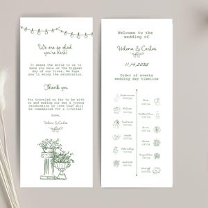 WEDDING WELCOME LETTER + timeline template | itinerary welcome note | printable program | weekend events | handwritten hand drawn Whimsical
