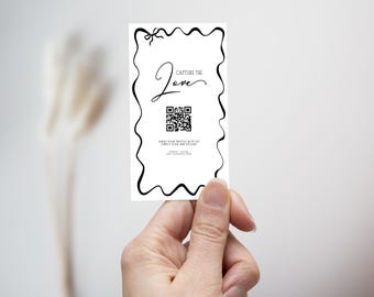 Whimsical Noire Capture The Love QR Code Wedding, Minimalist Share the Love Sharing Card, Canva Editable Printable Instant Download