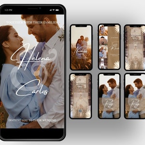 Hochzeitsvideoeinladung Canva Vorlage, animierte Hochzeitseinladung mit Antwortmöglichkeit, Details & Standort, füge dein eigenes Foto, Videos oder Musik ein, VI22